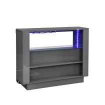 Fiesta High Gloss Bar Table Unit In Grey With LED Lighting