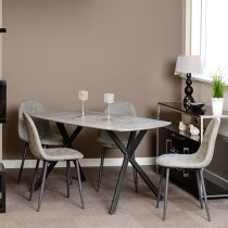 Alsip Grey Fabric Dining Chairs In Pair