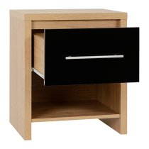 Samaira 1 Drawer Bedside Cabinet In Black High Gloss