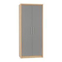 Samaira Wardrobe In Grey High Gloss With 2 Doors