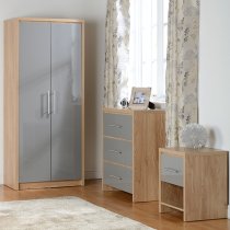 Samaira Wardrobe In Grey High Gloss With 2 Doors