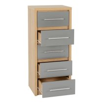 Samaira Wooden Narrow Chest OF Drawers In Grey High Gloss