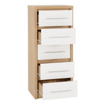 Samaira Wooden Narrow Chest OF Drawers In White High Gloss