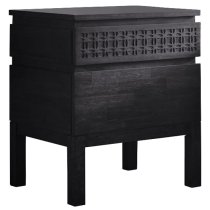 Bahia Wooden Bedside Cabinet In Matt Black Charcoal