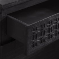 Bahia Wooden Bedside Cabinet In Matt Black Charcoal