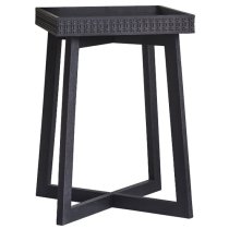 Bahia Square Wooden Bedside Table In Matt Black Charcoal