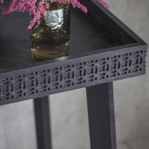 Bahia Square Wooden Bedside Table In Matt Black Charcoal