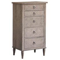 Mestiza Narrow Wooden Chest Of 5 Drawers In Natural