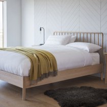 Burbank Oak Wood Spindle Double Bed In Oak