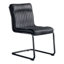 Carpi Leather Dining Chair With Metal Frame In Antique Ebony