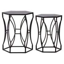 Avanto Metal Set Of 2 Side Tables In Black