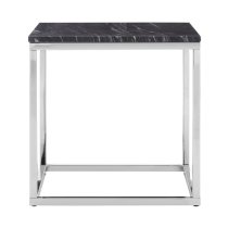 Alluras Square Black Marble End Table With Silver Frame