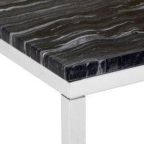 Alluras Square Black Marble End Table With Silver Frame