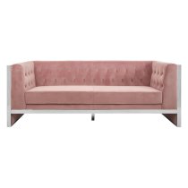 Sceptrum Velvet 3 Seater Sofa With Steel Frame In Pink