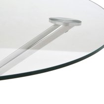 Kurhah Round Clear Glass Coffee Table With Silver Frame