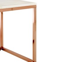 Alluras Square White Marble End Table With Rose Gold Frame