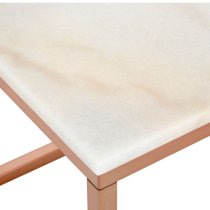 Alluras Square White Marble End Table With Rose Gold Frame