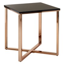 Alluras Square End Table With Black Faux Marble Top