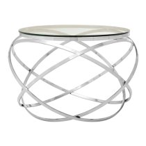 Alluras End Table In Silver With Clear Glass Top