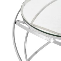 Alluras End Table In Silver With Clear Glass Top