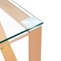 Alluras Clear Glass End Table In Cross Rose Gold Frame