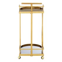 Kurhah Black Glass Serving Trolley With Gold Wavy Frame