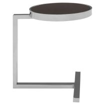 Kurhah Black Glass Side Table With Silver T-Shaped Base