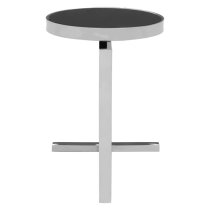 Kurhah Black Glass Side Table With Silver T-Shaped Base