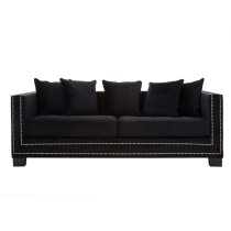 Pipirima Upholstered Velvet 3 Seater Sofa In Black