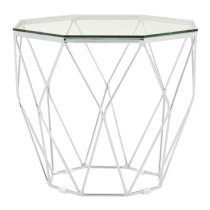 Alluras Glass End Table In Chrome Base