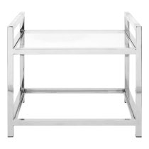 Sceptrum Square Clear Glass End Table With Silver Steel Frame