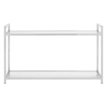 Sceptrum Clear Glass Top Console Table With Silver Steel Base