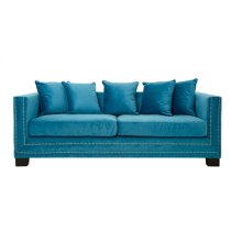 Pipirima Upholstered Velvet 3 Seater Sofa In Cyan Blue