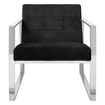 Sceptrum Velvet Lounge Chair With Steel Frame In Black