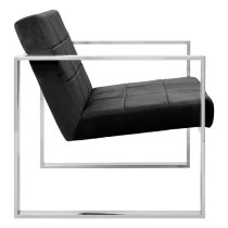 Sceptrum Velvet Lounge Chair With Steel Frame In Black