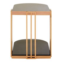 Kurhah U-Shaped Black Glass Side Table With Rose Gold Frame