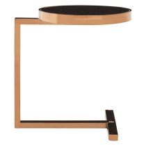 Kurhah Black Glass Side Table With Rose Gold T-Shaped Base