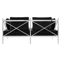 Kurhah Black Velvet 2 Seater Sofa With Silver Lattice Frame