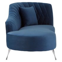 Minelauva Velvet Right Arm Lounge Chaise Chair In Dark Blue