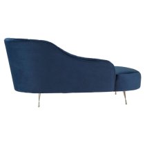 Minelauva Velvet Right Arm Lounge Chaise Chair In Dark Blue