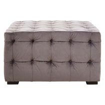 Poerava Upholstered Velvet Footstool In Grey