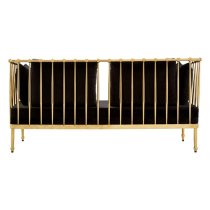 Kurhah Black Velvet 2 Seater Sofa With Gold Tapered Frame