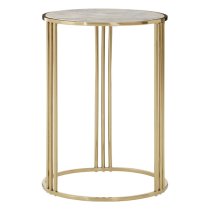 Guar Round White Marble Side Table With Gold Steel Frame