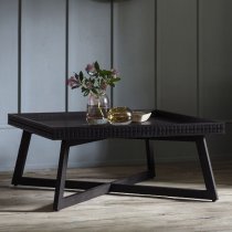 Bahia Wooden Square Coffee Table In Matt Black Charcoal