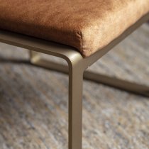 Fabian Velvet Footstool With Metal Frame In Ochre