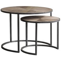 Daugla Wooden Nesting Coffee Tables With Metal Base In Natural