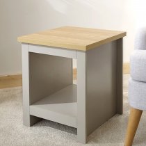 Loftus Wooden Side Table with Shelf In Grey