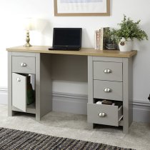 Loftus Wooden Study Desk In Grey With 1 Door And 4 Drawers