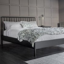 Burbank Oak Wood Spindle Double Bed In Black