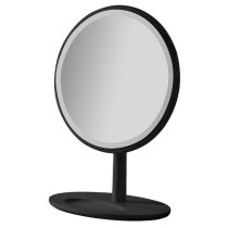 Burbank Round Dressing Mirror In Black Wooden Frame